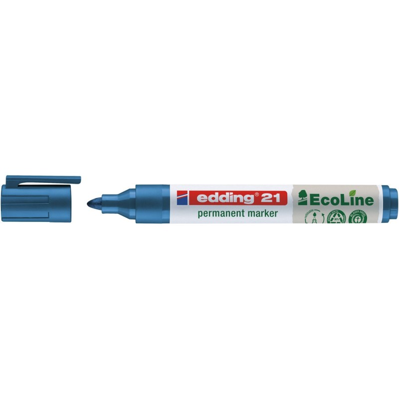 edding 21 EcoLine Marqueur permanent - 90% de plastique recyclé - pointe ogive 1,5 - 3 mm bleu