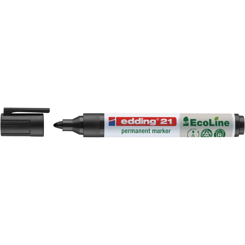 edding 21 EcoLine Marqueur permanent - 90% de plastique recyclé - pointe ogive 1,5 - 3 mm noir