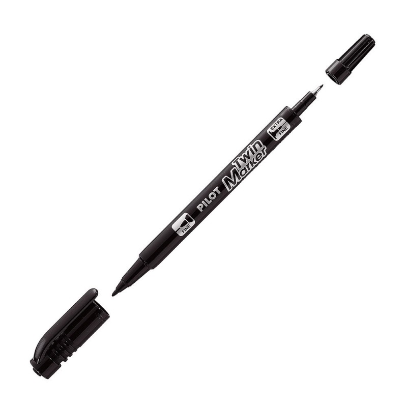 Pilot Marqueur permanent Twin Begreen 2 pointes 0,3 mm - 0,5 mm - Noir
