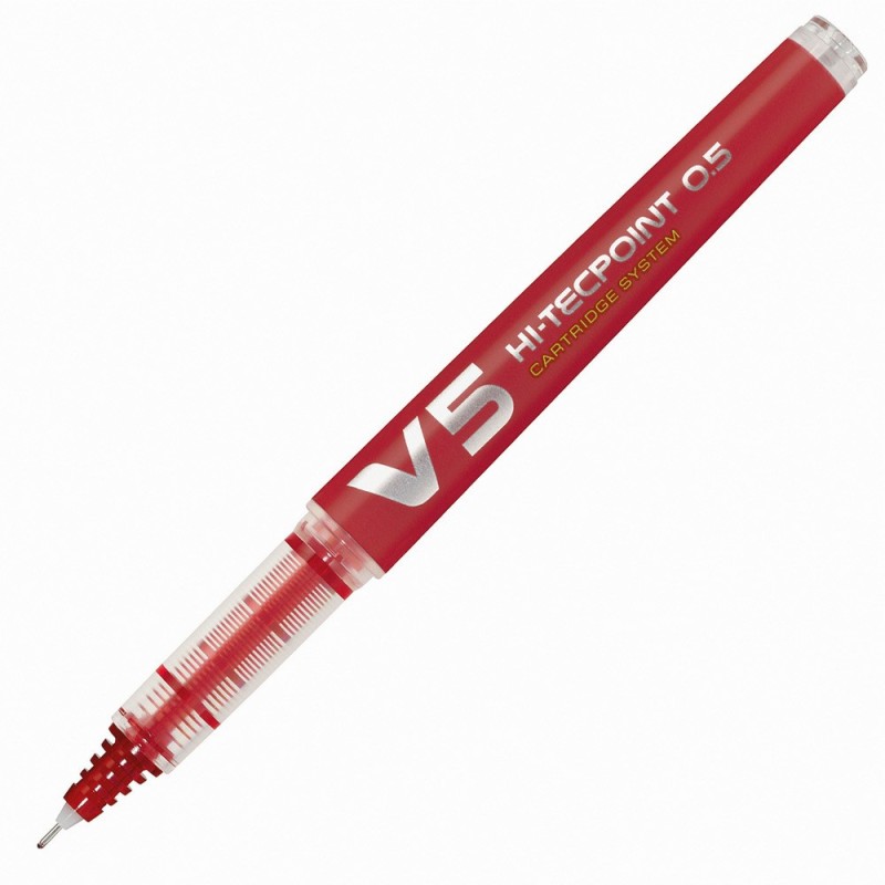 Pilot Hi-Tecpoint V5 Begreen - Stylo roller rechargeable pointe fine 0,5 mm - Rouge