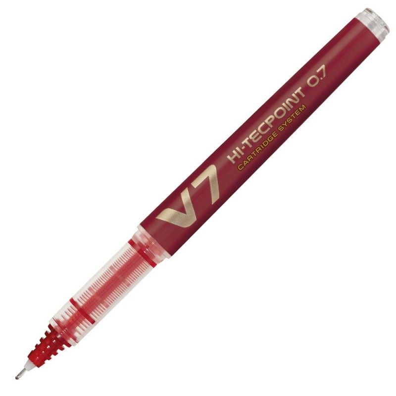 Pilot Hi-Tecpoint V7 Begreen - Stylo roller rechargeable pointe fine 0,7 mm - Rouge