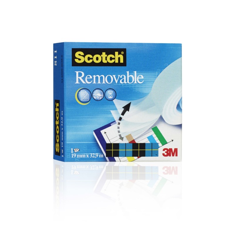 Scotch Ruban adhésif de bureau invisible et repositionnable, transparent, 19 mm x 32,9 m
