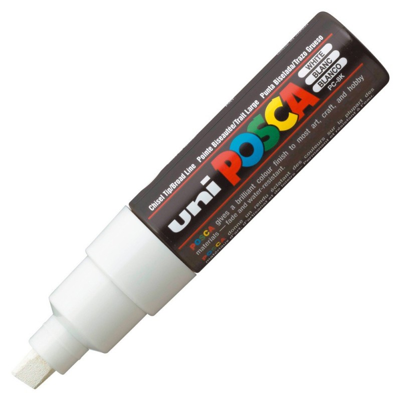 Uni Posca PC-8K Marqueur peinture Pointe Biseautée 8 mm - Blanc