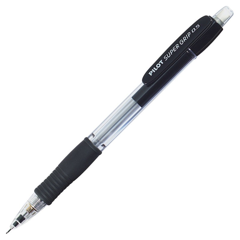 Pilot Super Grip, porte-mines, mine HB de 0,5 mm, corps noir avec zone de préhension