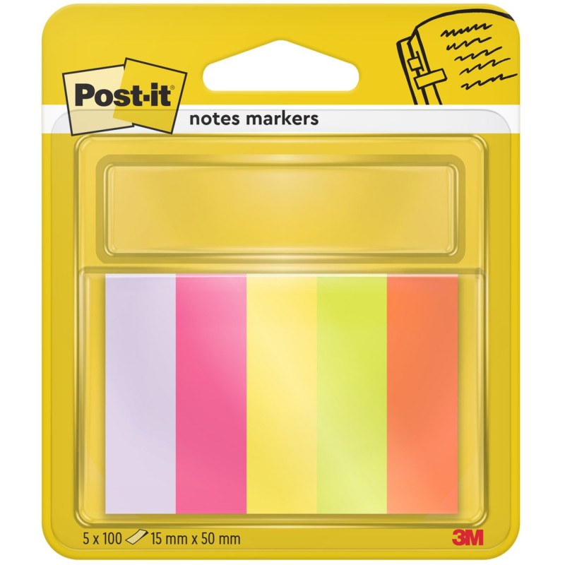 Post-it Autocollants petite taille 15 x 50 mm assorties fluo couleurs 5 x 100 paquet 670-5