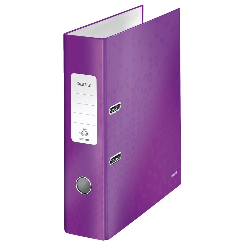 Leitz Classeur à levier A4 WOW 180° - Carton 24/10e - Dos 8 cm - Violet
