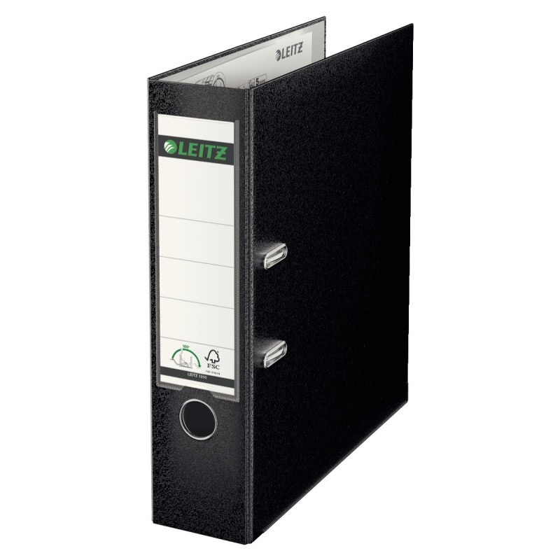 Leitz Classeur à levier A4 180° - Carton 24/10e - Dos 8 cm - Noir