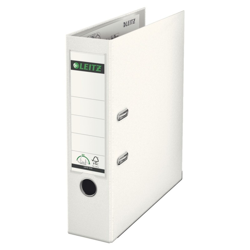 Leitz Classeur à levier A4 180° - Carton 24/10e - Dos 8 cm - Blanc