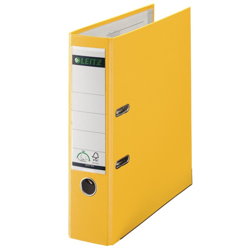 Leitz Classeur à levier A4 180° - Carton 24/10e - Dos 8 cm - Jaune