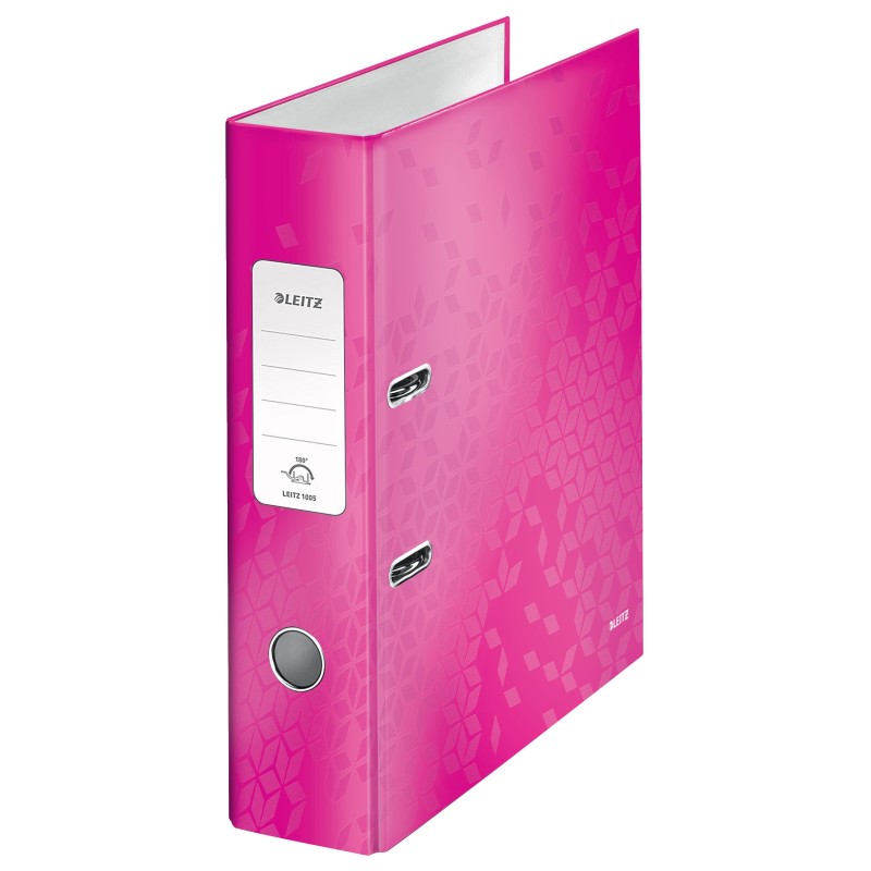 Leitz Classeur à levier A4 WOW 180° - Carton 24/10e - Dos 8 cm - Rose