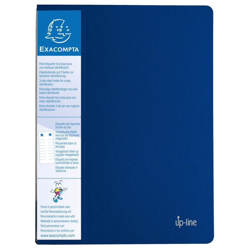 Exacompta Porte vues Up-line A4 avec porte-étiquette 3 faces - Polypropylène - 20 pochettes - 40 vues - Bleu