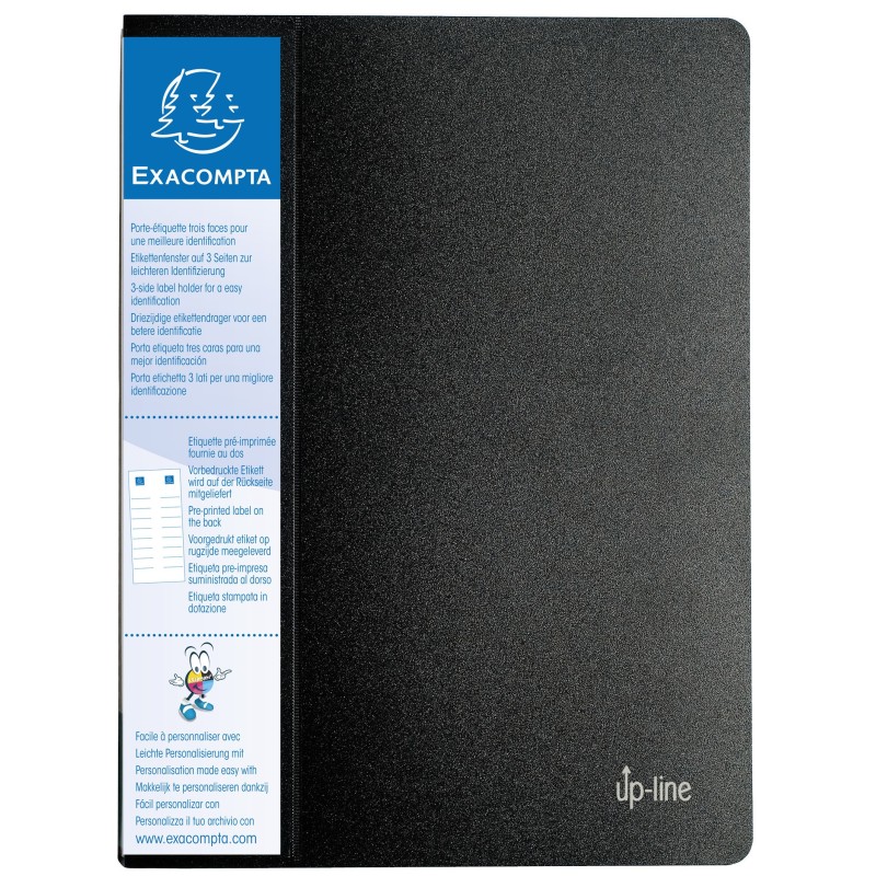 Exacompta Porte vues Up-line A4 avec porte-étiquette 3 faces - Polypropylène - 20 pochettes - 40 vues - Noir