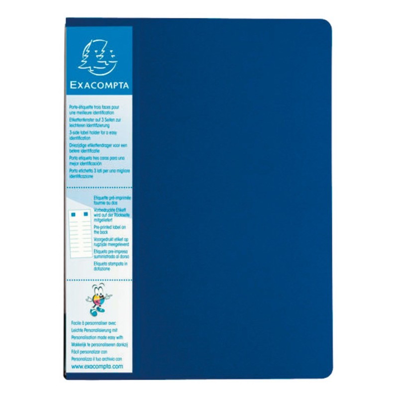 Exacompta Porte vues Up-line A4 avec porte-étiquette 3 faces - Polypropylène - 40 pochettes - 80 vues - Bleu
