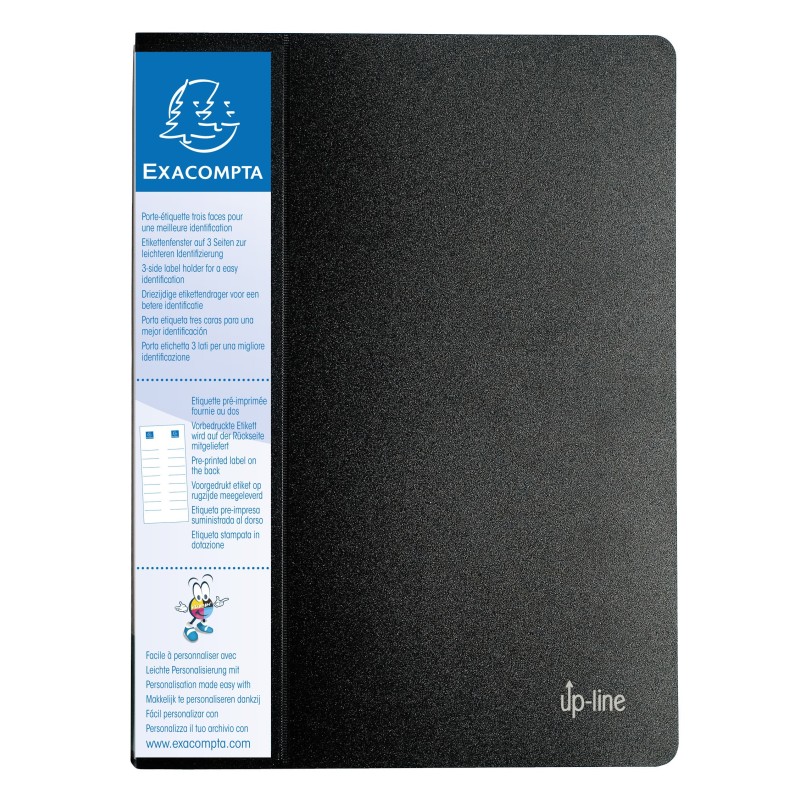 Exacompta Porte vues Up-line A4 avec porte-étiquette 3 faces - Polypropylène - 40 pochettes - 80 vues - Noir