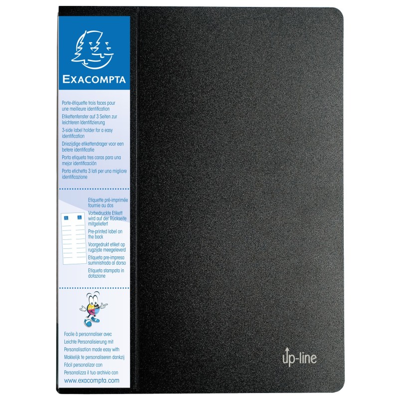 Exacompta Porte vues Up-line A4 avec porte-étiquette 3 faces - Polypropylène - 80 pochettes - 160 vues - Noir