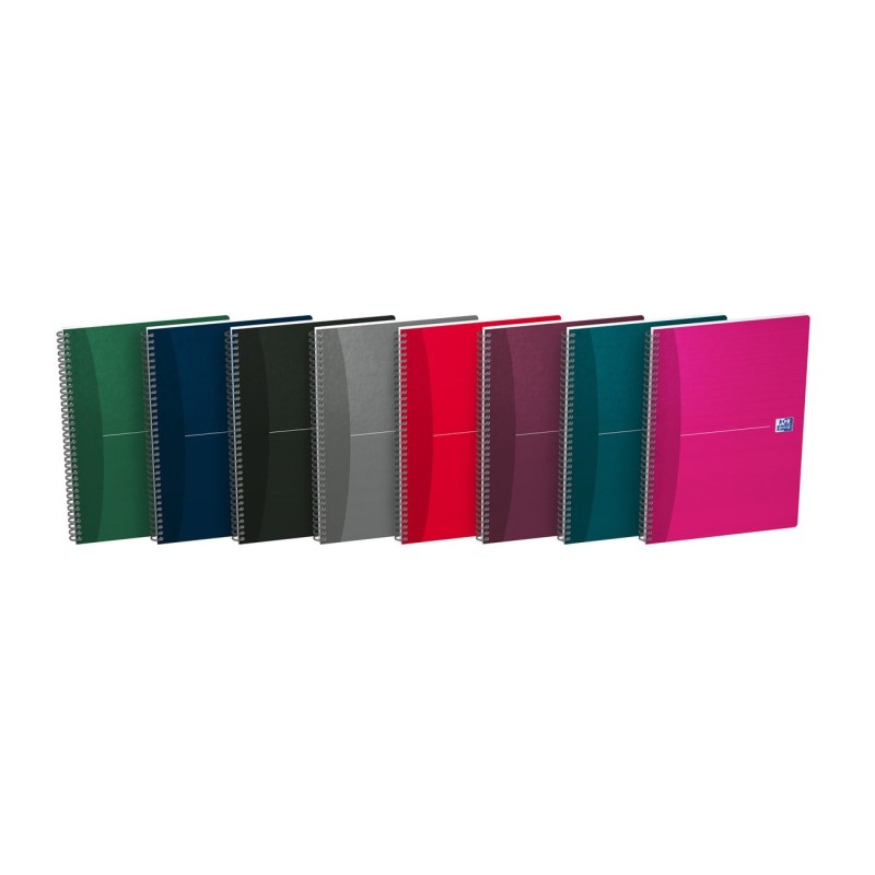 Oxford Cahier à spirale Office Essentials A4 21 x 29,7 cm - 90g - Ligné 7 mm - 180 pages