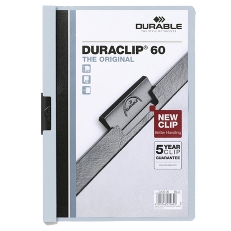 Durable Chemise à clip A4 Duraclip en PVC - 60 feuilles - Bleu clair