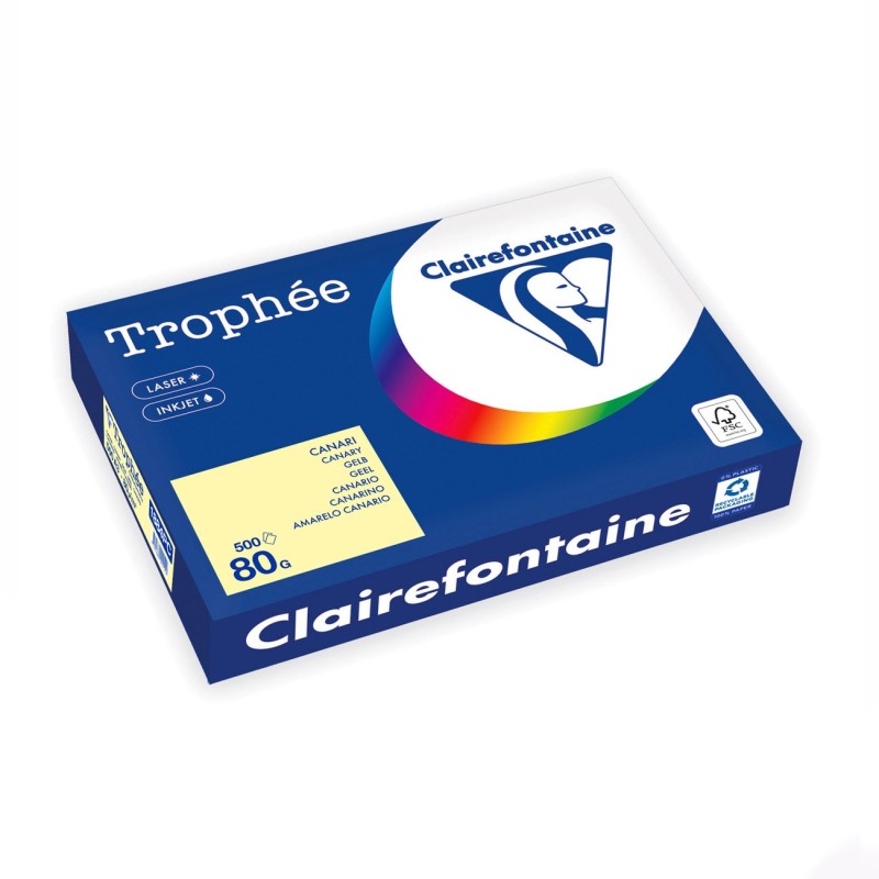 Clairefontaine Papier A3 couleur Trophée - 80g - Ramette de 500 feuilles - Jaune Canari