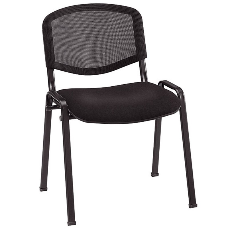 Chaise de réunion & réception First Maille Noir – Pieds métal