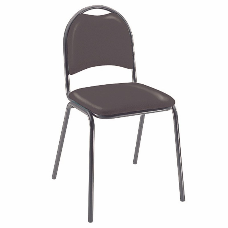 Chaise visiteur Clara - Vinyle - Noir-  Pieds métal Noir