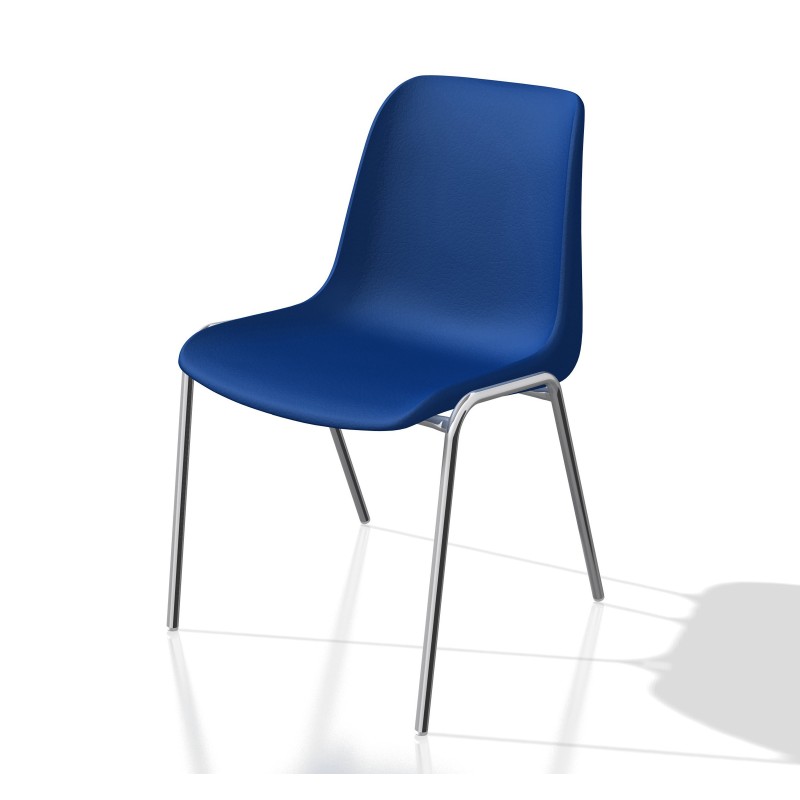 Chaise collectivité Coque universelle Polypropylène Bleu - Pieds métal chromé