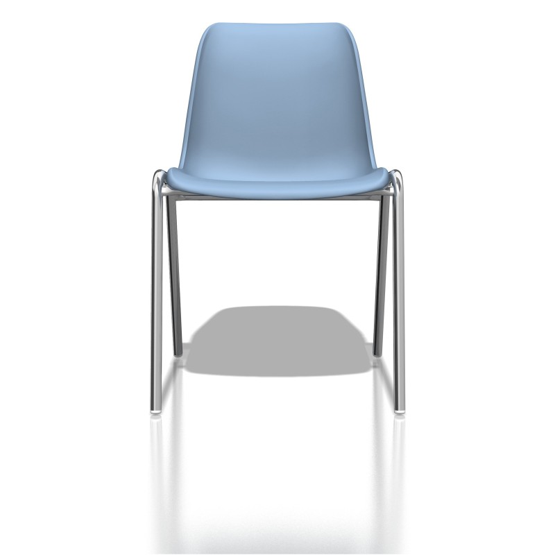 Chaise collectivité Coque universelle Polypropylène Bleu Clair - Pieds métal chromé