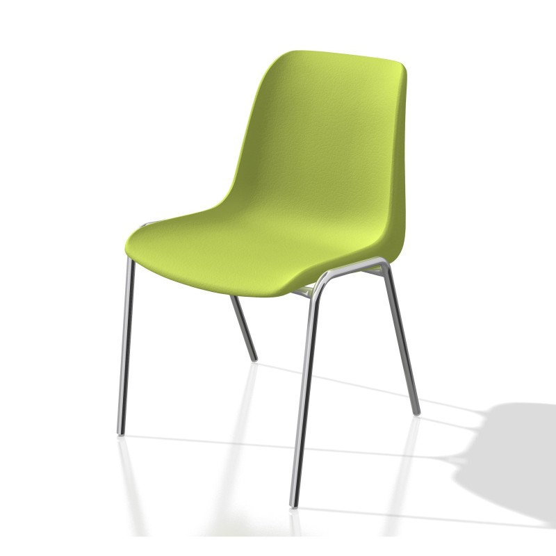 Chaise collectivités Coque universelle - Polypropylène - Vert clair - Pieds métal chromé