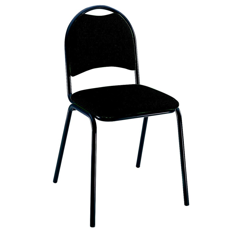 Chaise visiteur Clara - Tissu rembourré - Noir - Pieds métal Noir