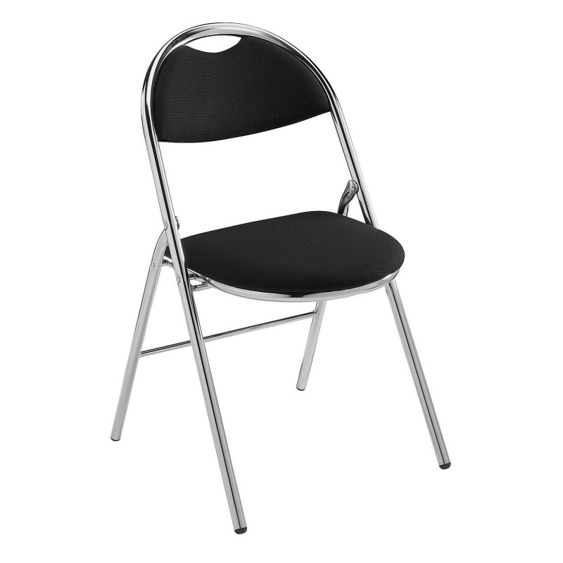 Chaise pliante Super confort - Tissu Noir - Pieds métal Chromé