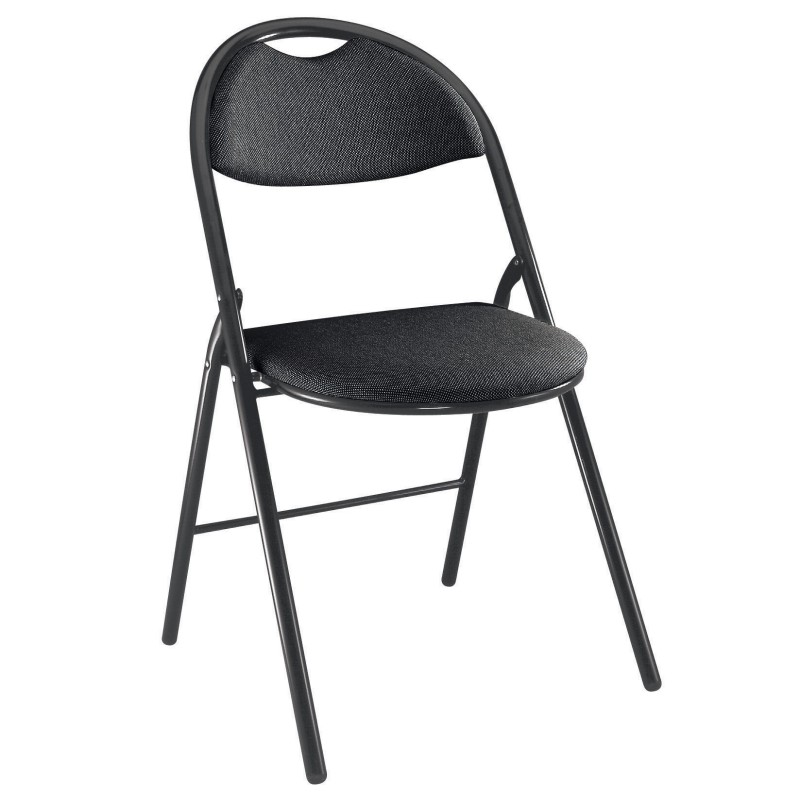 Chaise pliante Super confort - Tissu non feu M1 Noir - Pieds métal Noir