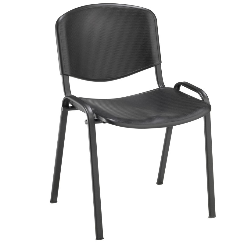 Chaise de collectivités réunion First Polypropylène Noir – pieds métal