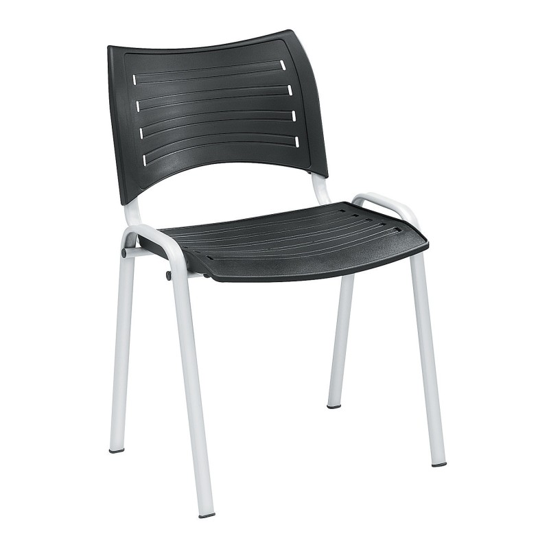 Chaise collectivités Fun - Polypropylène - Noir - Pieds métal Alu