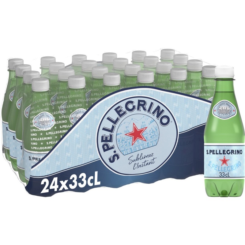 San Pellegrino Eau minérale légèrement pétillante - Lot 24 bouteilles PET 33 cl