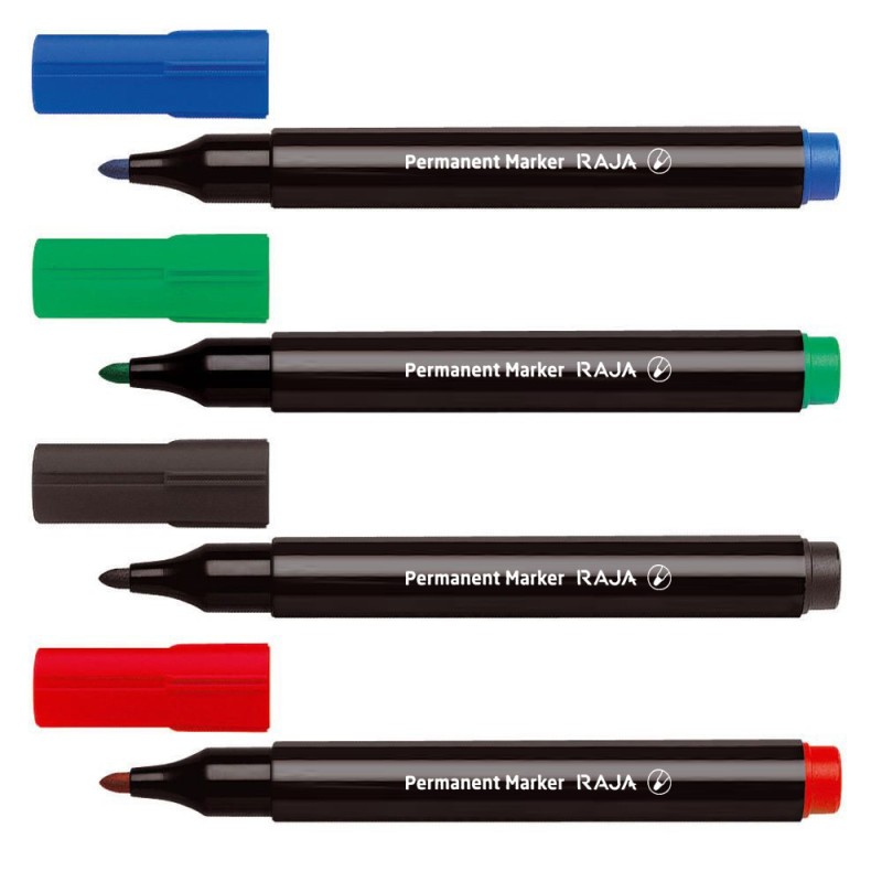 RAJA Marqueur permanent pointe ogive 1.5-3 mm - Assortis 4 couleurs
