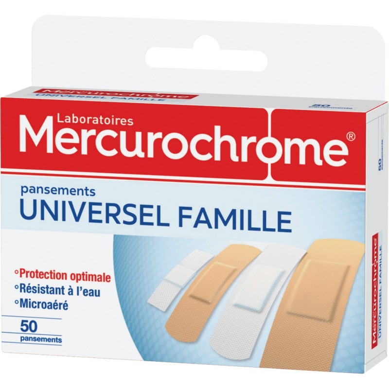 Mercurochrome Pansements Universel Famille 3 formats - boite de 50