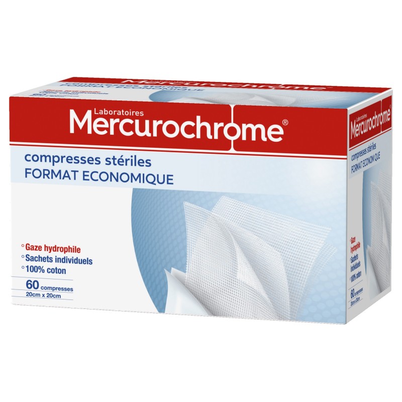 Mercurochrome Compresse  Stérile - Boite de 60 compresses