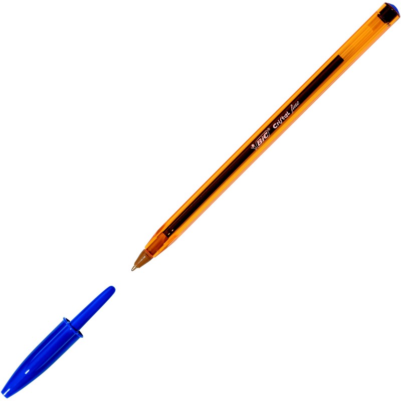 BIC Cristal Fine Stylo bille à capuchon pointe fine 0,8 mm bleu