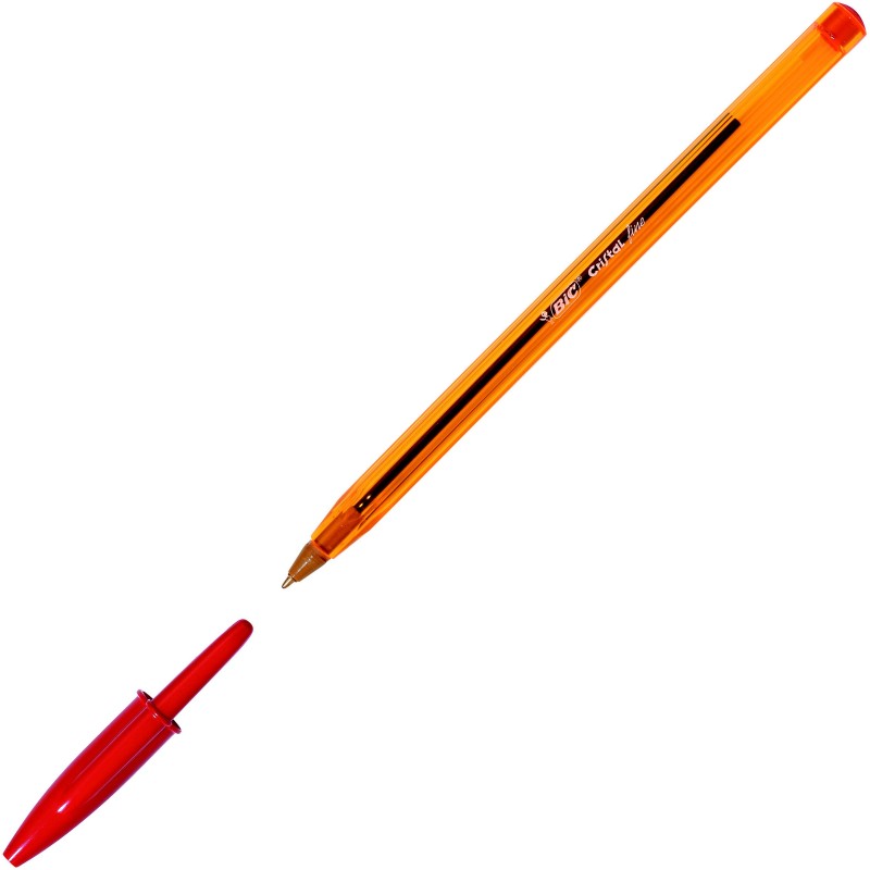 BIC Cristal Fine Stylo bille à capuchon pointe fine 0,8 mm rouge