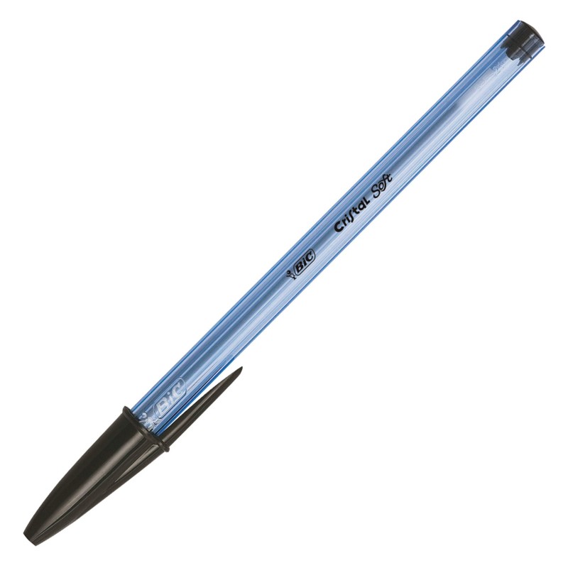BIC Cristal Soft Stylo bille à capuchon pointe large 1,2 mm noir