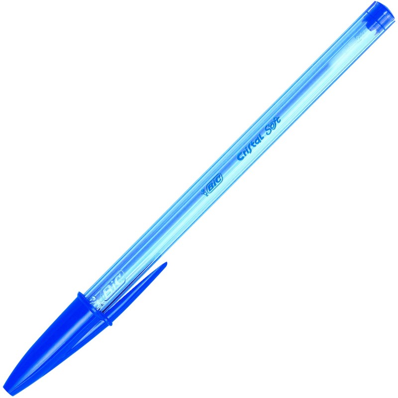 BIC Cristal Soft Stylo bille à capuchon pointe large 1,2 mm bleu