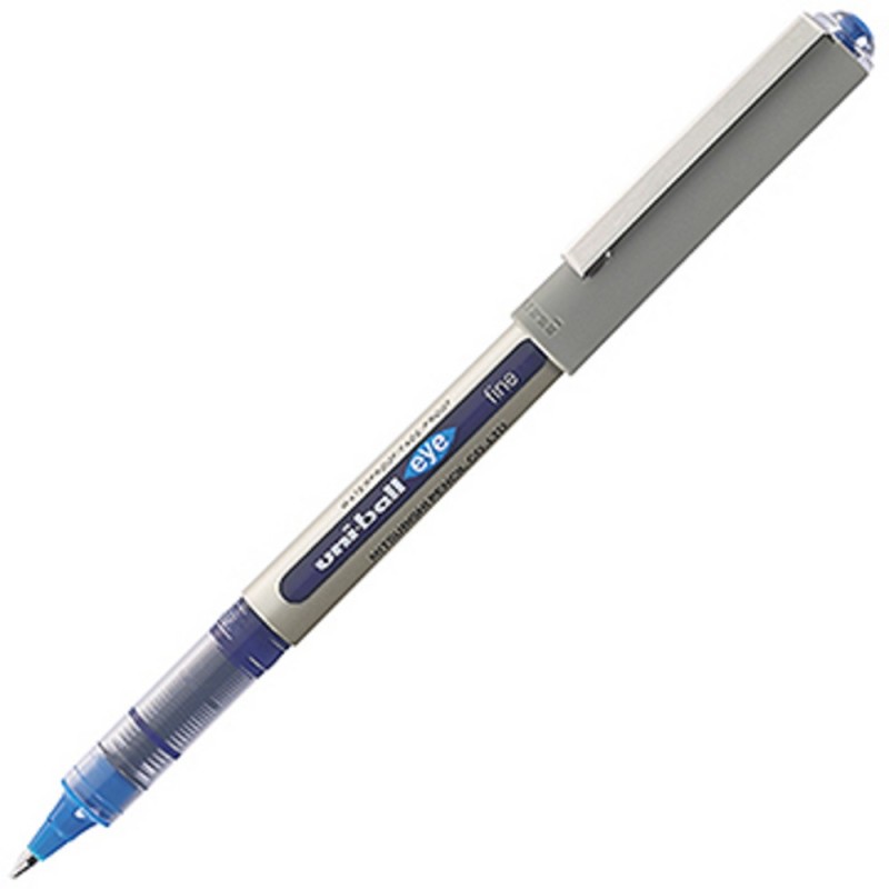 Uni Stylo roller Eye UB-157 bille moyenne  - corps en polypropylène argenté encre bleue