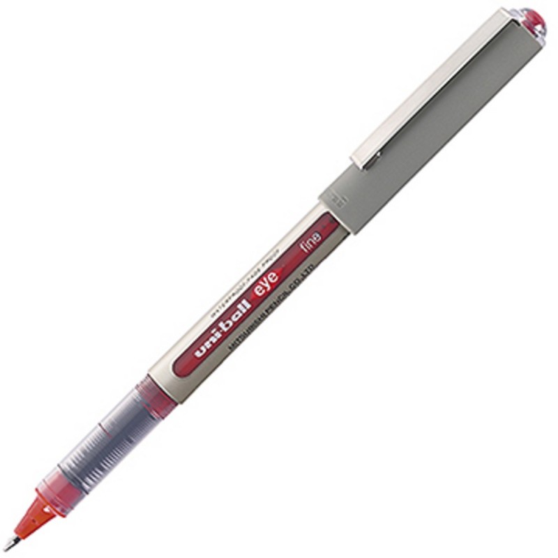 Uni Stylo roller Eye UB-157 bille moyenne  - corps en polypropylène argenté encre rouge