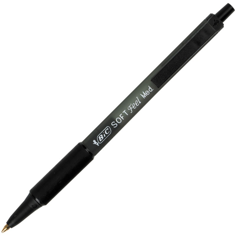 BIC SoftFeel Clic Grip - Stylo bille rétractable pointe moyenne 1 mm - Noir