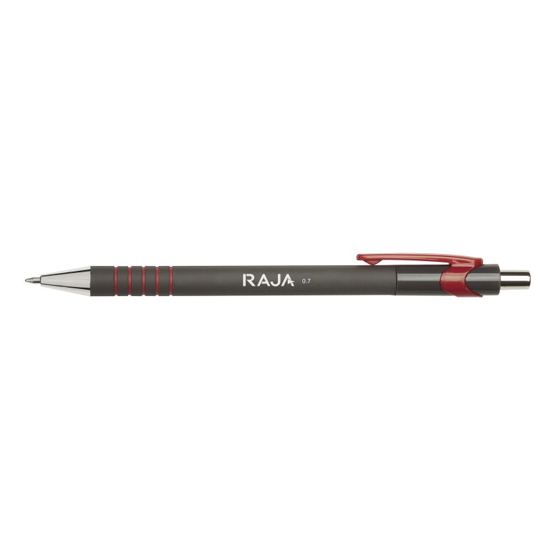 RAJA Confort RT - Stylo bille rétractable pointe moyenne 0,7 mm - Rouge