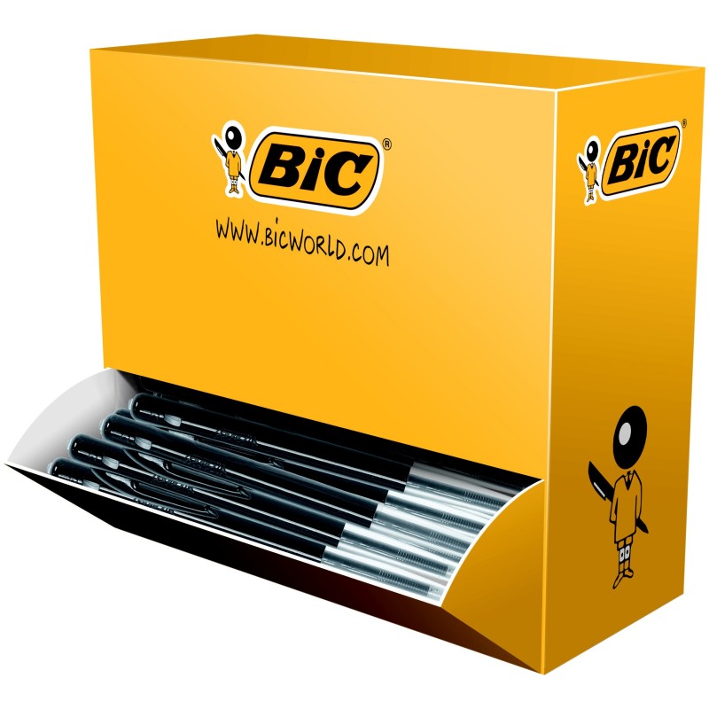 BIC M10 Original Stylo bille rétractable pointe moyenne 1 mm noir - Lot de 100