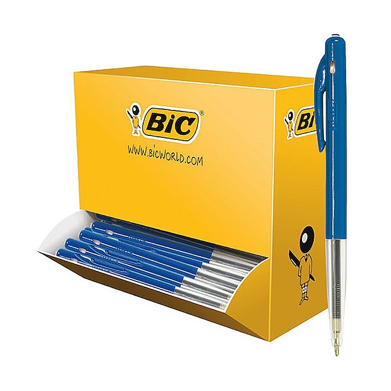 BIC M10 Original Stylo bille rétractable pointe moyenne 1 mm bleu - Lot de 100