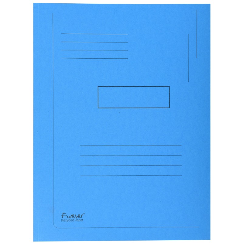 Exacompta Chemise Forever® A4 à 2 rabats avec lignes imprimées, 200 feuilles 240 x 320 mm, en carte  recyclé, bleu - Lot de 50