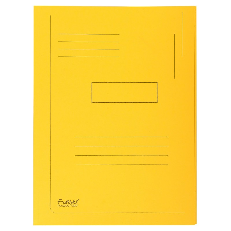 Exacompta Chemise Forever® A4 à 2 rabats avec lignes imprimées, 200 feuilles, 240 x 320 mm, en carte  recyclé, jaune - Lot de 50