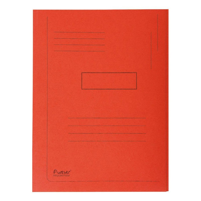 Exacompta Chemise Forever® A4 à 2 rabats avec lignes imprimées, 200 feuilles, 240 x 320 mm, en carte  recyclé, rouge - Lot de 50