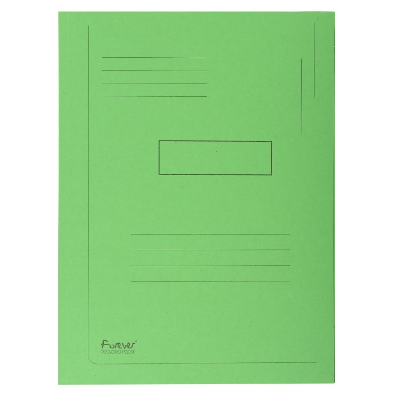Exacompta Chemise Forever® A4 à 2 rabats avec lignes imprimées, 200 feuilles, 240 x 320 mm, en carte recyclé, vert - Lot de 50